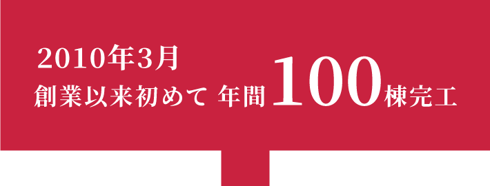 2010年3月 創業以来初めて年間100棟完工